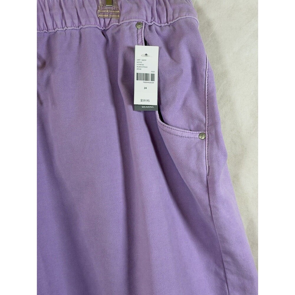 Lane Bryant Pull-On Knit Denim Shorts Women's Size 24 Purple High Rise NW 410672 - Picture 6 of 13